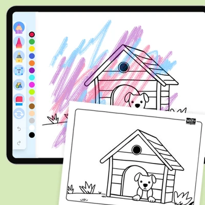 Dog in a Doghouse - coloring educational content