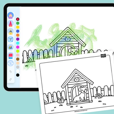Dog in Backyard - coloring educational content