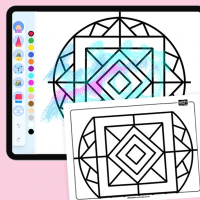 Symmetrical Square Mosaic - coloring educational content