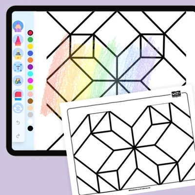Radiant Square Grid - coloring educational content