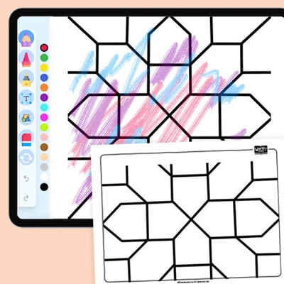 Tiled Square Matrix - coloring educational content