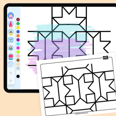 Overlapping Square Rings - coloring educational content