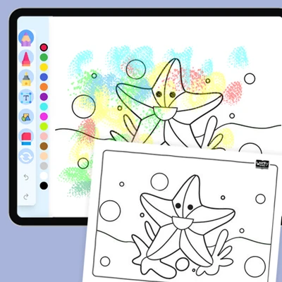Yellow and Beige Starfish - coloring educational content