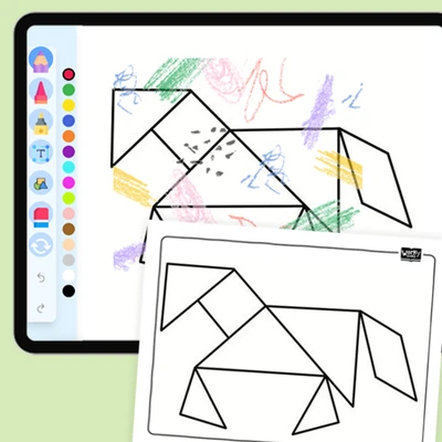 Tangram Animals - Horse - coloring educational content