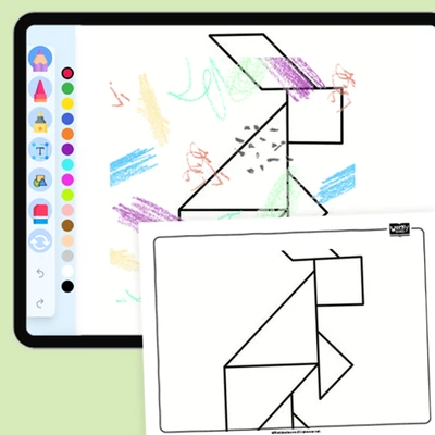 Tangram Animals - Rabbit - coloring educational content