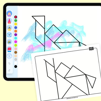 Tangram Animals - Camel - coloring educational content