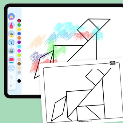 Tangram Animals - Dog - coloring educational content