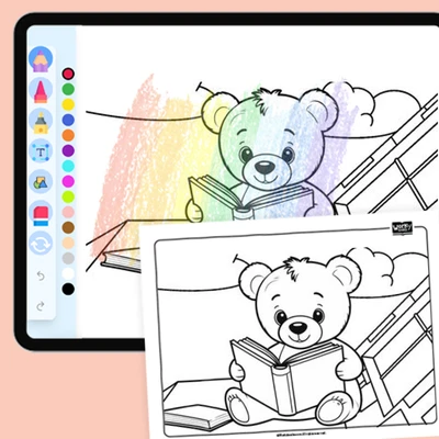 Teddy Bear's Reading - coloring educational content