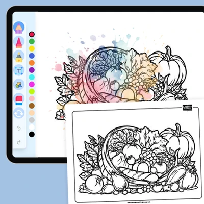 Colorful Cornucopia Harvest - coloring educational content
