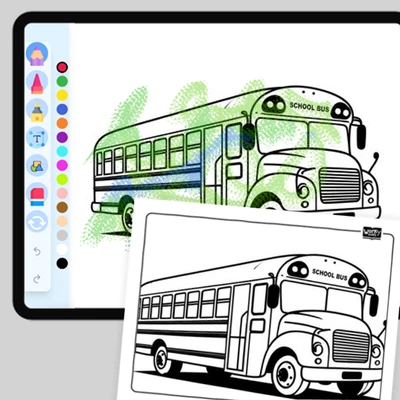 Friendly School Bus - coloring educational content