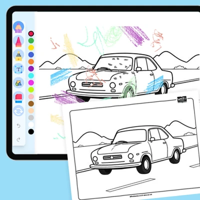 Car on the Road - coloring educational content