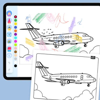 Airplane in the Sky - coloring educational content