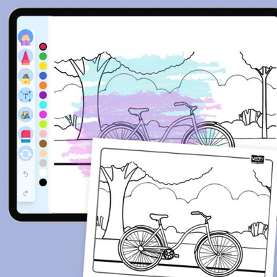 Bicycle in the Park - coloring educational content