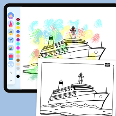 Ship on the Ocean - coloring educational content