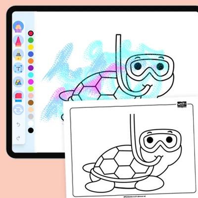 Scuba Diving Sea Turtle - coloring educational content