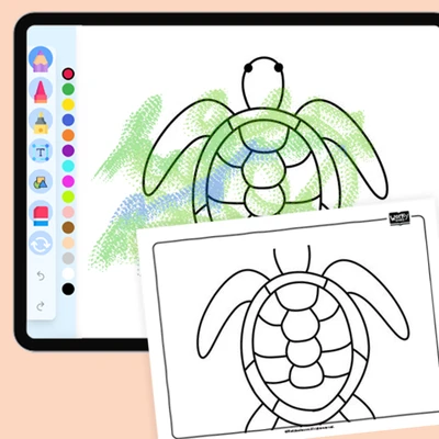 Swimming Sea Turtle - coloring educational content