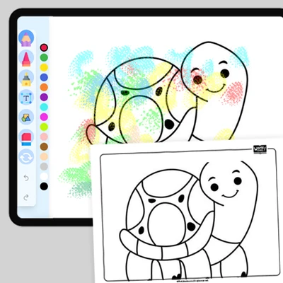 Smiling Sea Turtle - coloring educational content