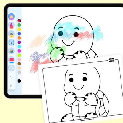 Kawaii Sea Turtle - coloring educational content