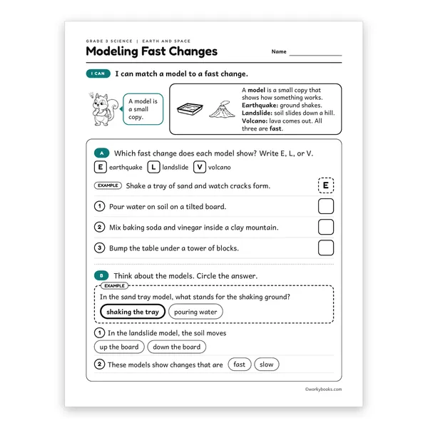 3rd Grade Modeling Fast Changes worksheet for grade 3
