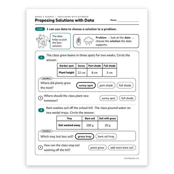 3rd Grade Proposing Solutions with Data worksheet for grade 3