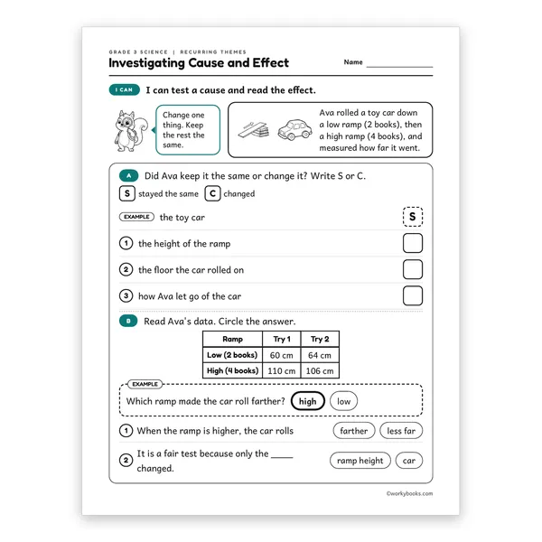 3rd Grade Investigating Cause and Effect worksheet for grade 3