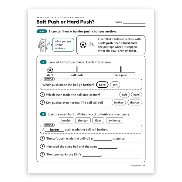 3rd Grade Soft Push or Hard Push? worksheet for grade 3