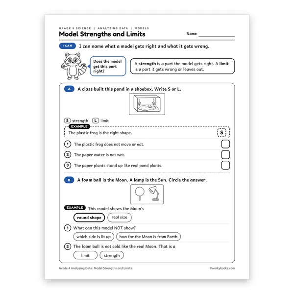 Model Strengths and Limits worksheet for grade 4