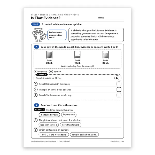 Is That Evidence? worksheet for grade 4