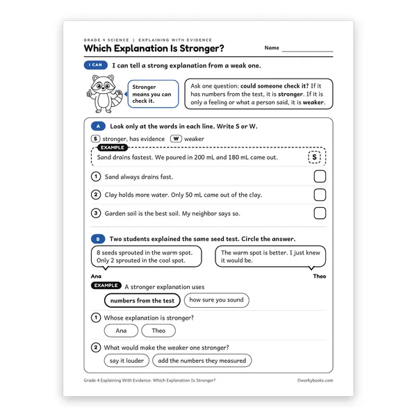 Which Explanation Is Stronger? worksheet for grade 4