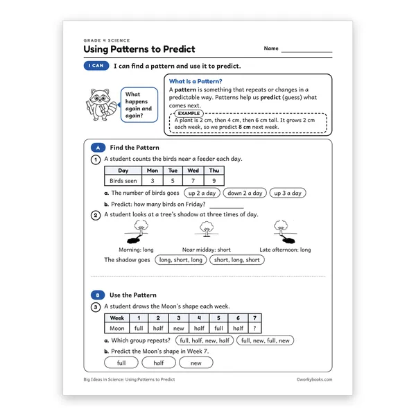 Using Patterns to Predict worksheet for grade 4
