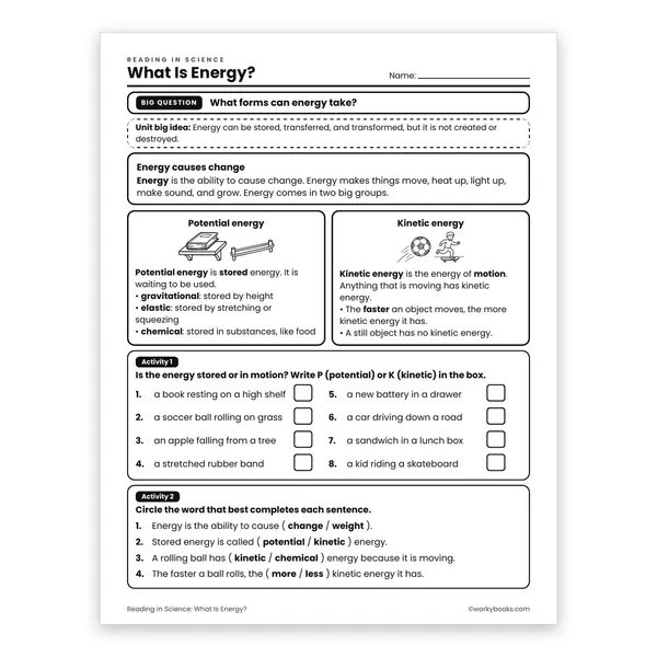 What Is Energy? worksheet