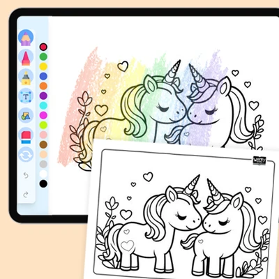 Unicorn Love - coloring educational content