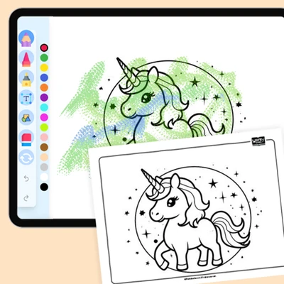 Unicorn and Magical Aura - coloring educational content