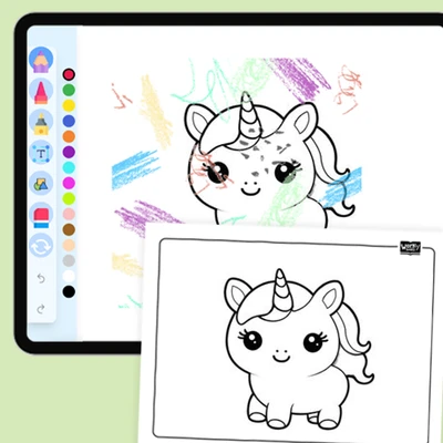 Cute Kawaii Unicorn - coloring educational content