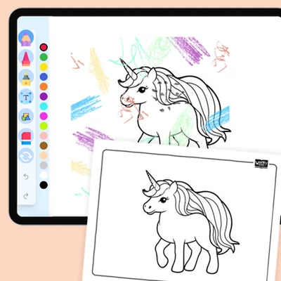 Unicorn with Rainbow Mane - coloring educational content
