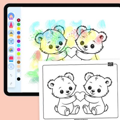 Bear Cubs' Sweet Love - coloring educational content