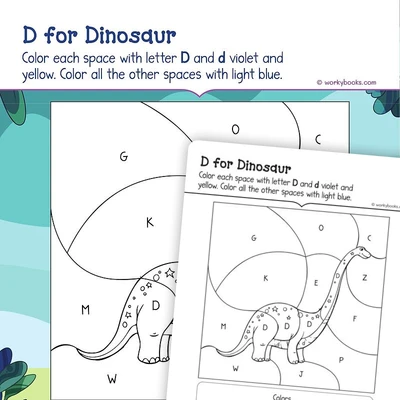 D for Dinosaur - worksheet educational content