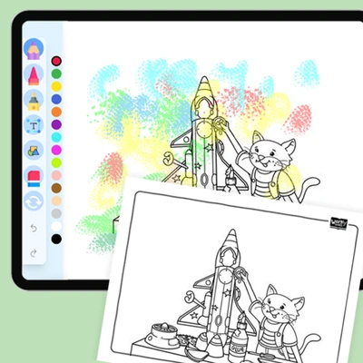 Jo Rocket Building - coloring educational content
