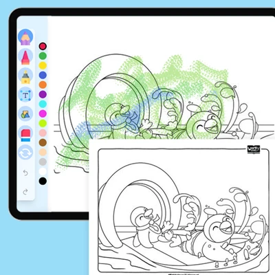 Peyton and Poppy on a Slide . - coloring educational content