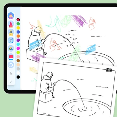 Ice Fishing on a Lake - coloring educational content