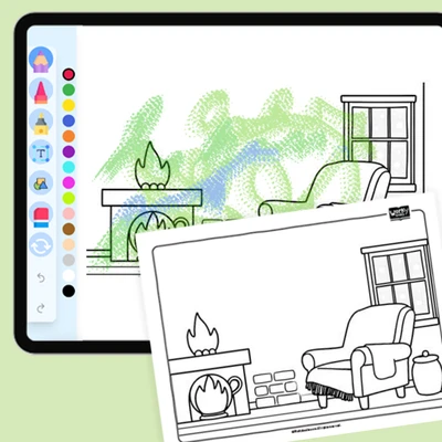 Cozy Indoor Scene - coloring educational content