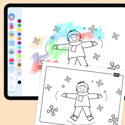 Making Snow Angels - coloring educational content