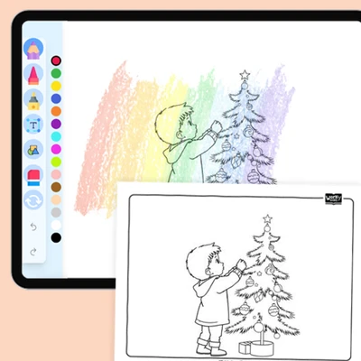 Decorating a Christmas Tree - coloring educational content