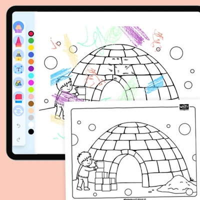 Building an Igloo - coloring educational content