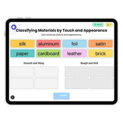 Classifying Materials by Touch and Appearance - game educational content