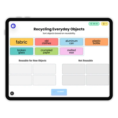 Recycling Everyday Objects - game educational content