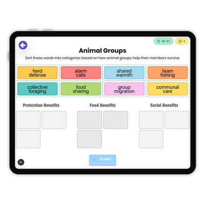 Animal Groups - game educational content