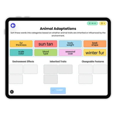 Animal Adaptations - game educational content