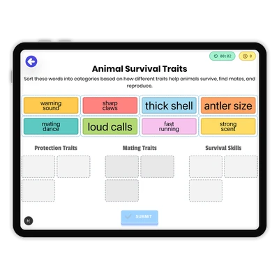 Animal Survival Traits - game educational content