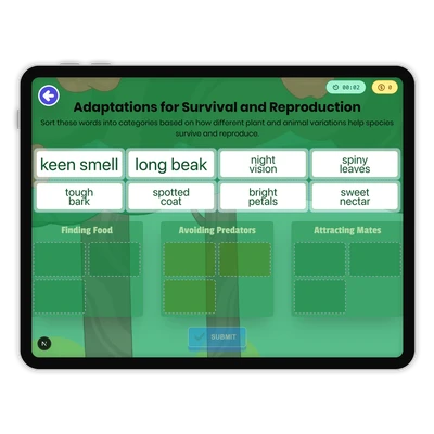 Adaptations for Survival and Reproduction - game educational content